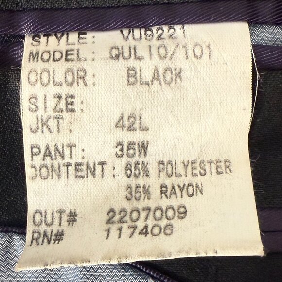 Vicci Uomo Suit Black Window Pane 4 Button Jacket & Pants Cuffed Hem Sz 42L/35W - Picture 3 of 15